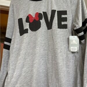Disney Gray Long Sleeve Tee with Black and Red Minnie Design